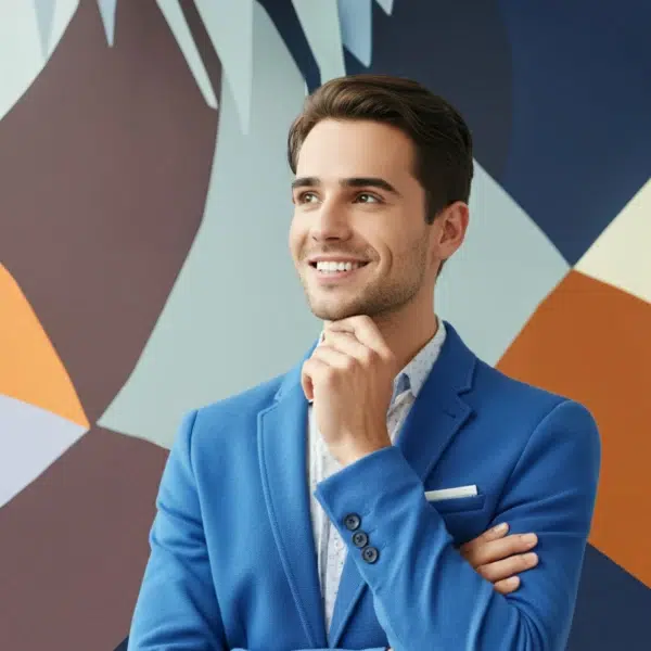 Man pondering how to implement the 3cs of marketing