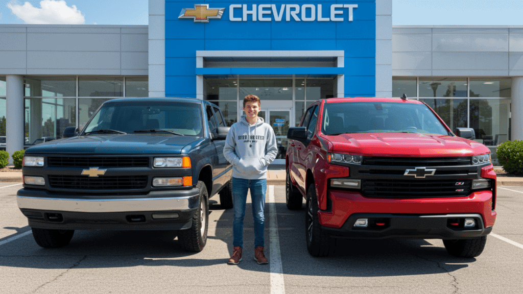 happy auto shopper excited to upgrade his vehicle at the dealer buyback events