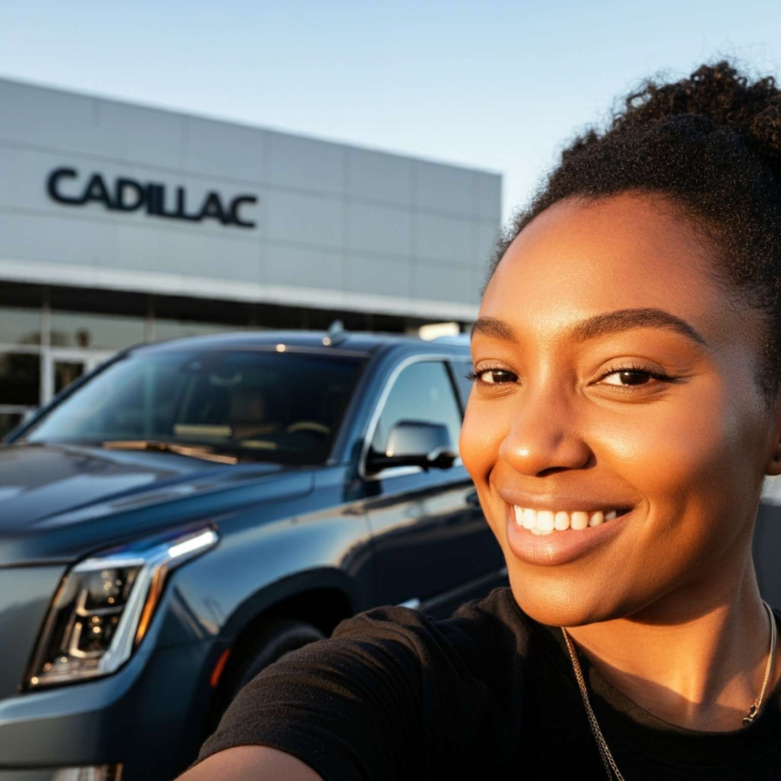 Happy customer at dealership during a dealer buyback event